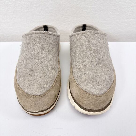LL Bean Downeast Clog Wool Womens Size 7 Gray Slip On Slipper‎ Mule Camping - Picture 3 of 7